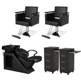 OmySalon 2 Operator Modern Mobile Salon Package Black - SP4-2B