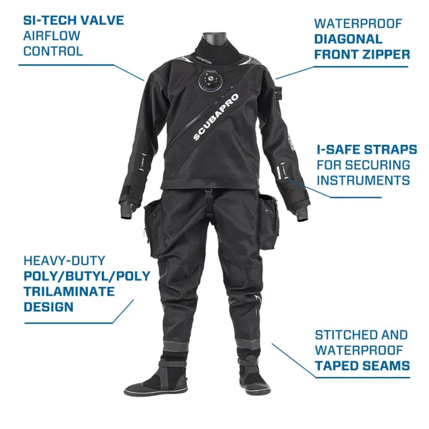 Scubapro Mens Definition Dry HD Drysuit for Scuba Diving - DRYSUIT13102-SM