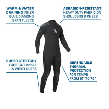 ScubaPro 3/2mm Mens Everflex Yulex Steamer Wetsuit - WET520 02-SM