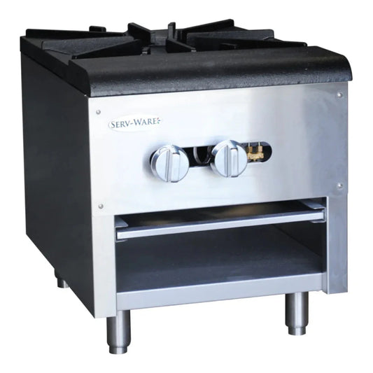 Serv-Ware SSSP-1 18” Dual Ring Cast Iron Stock Pot with 1 Burner and 1 Open Front Cabinet, Natural Gas, 110,000 BTU - SSSP-1