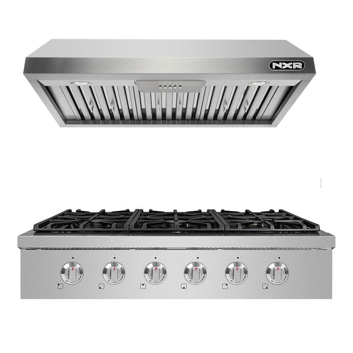 NXR 36" Natural Gas Cooktop & Under Cabinet Hood Bundle, Stainless Steel - SCT3611EHBD