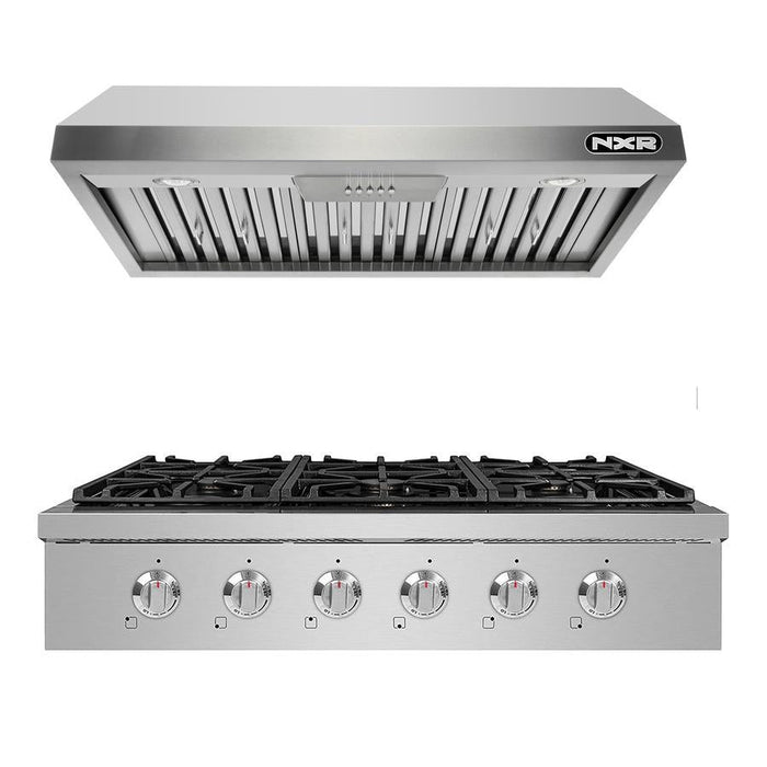 NXR 36" Natural Gas Cooktop & Under Cabinet Hood Bundle, Stainless Steel - SCT3611EHBD