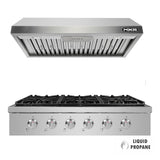 NXR 36" Propane Gas Cooktop & Under Cabinet Hood Bundle, Stainless Steel - SCT3611LPEHBD