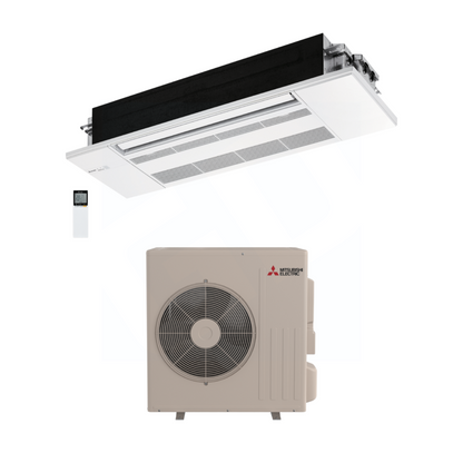 Mitsubishi MLZ-KX09NL & SUZ-AA09NLHZ 9,000 BTU 16.7 SEER2 One-Way Ceiling Cassette Hyper Heating Heat Pump System (w/ Grille) - R454B - MLZKX09NL/MLP449WU/SUZAA09NLHZ