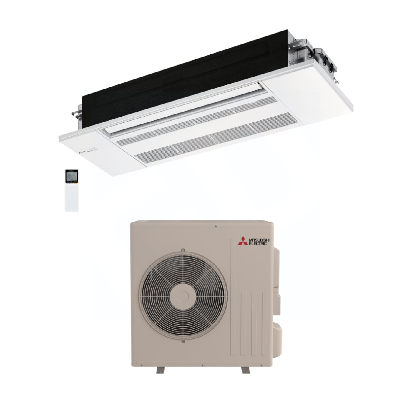 Mitsubishi MLZ-KX18NL & SUZ-AA18NLHZ 18,000 BTU 17.2 SEER2 One-Way Ceiling Cassette Hyper Heating Heat Pump System (w/ Grille) - R454B - MLZKX18NL/MLP449WU/SUZAA18NLHZ