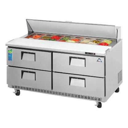 Everest - EPBNWR2-D4, Commercial 47" 12 Pan Salad Sandwich Food Prep Table Refrigerator Four Drawers - EPBNWR2-D4