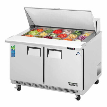 Everest - EPBR2, Commercial 47" 18 Pan Salad Sandwich Food Prep Table Refrigerator Mega Top - EPBR2