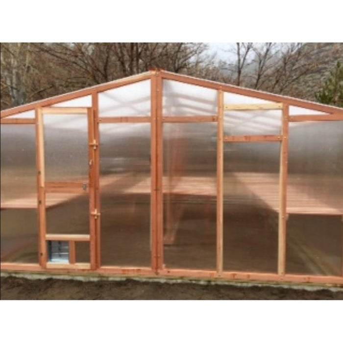 Santa Barbara | Deluxe Redwood Glass Greenhouse/Sunroom Premium Package With 3/16 inch Glass Glazing and Pre-assembled Panels - SB-DE-98