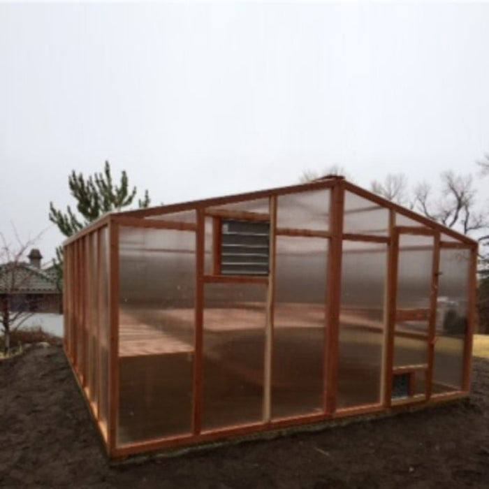 Santa Barbara | Deluxe Redwood Glass Greenhouse/Sunroom Premium Package With 3/16 inch Glass Glazing and Pre-assembled Panels - SB-DE-98