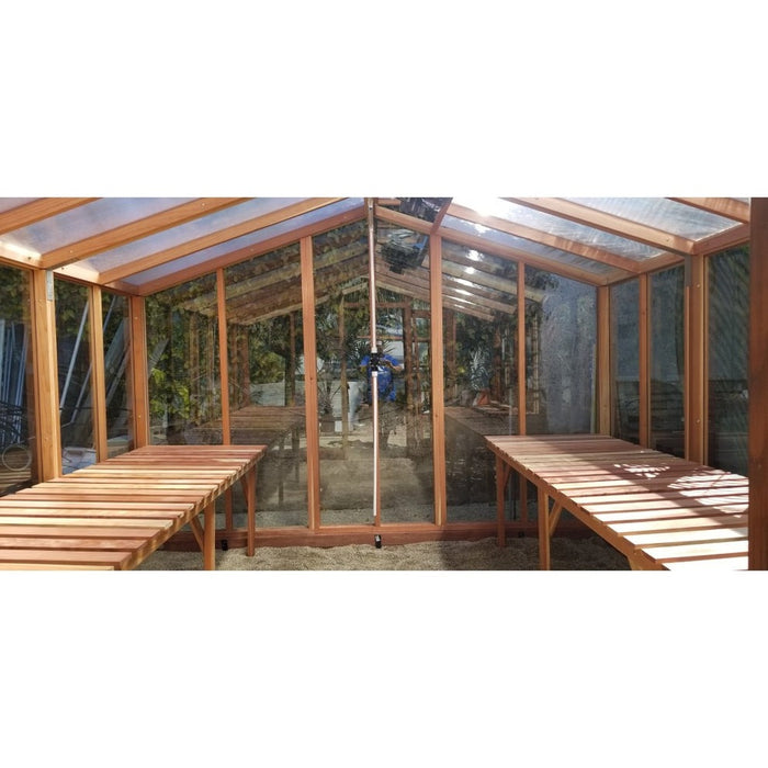 Santa Barbara | Deluxe Redwood Glass Greenhouse/Sunroom Premium Package With 3/16 inch Glass Glazing and Pre-assembled Panels - SB-DE-98