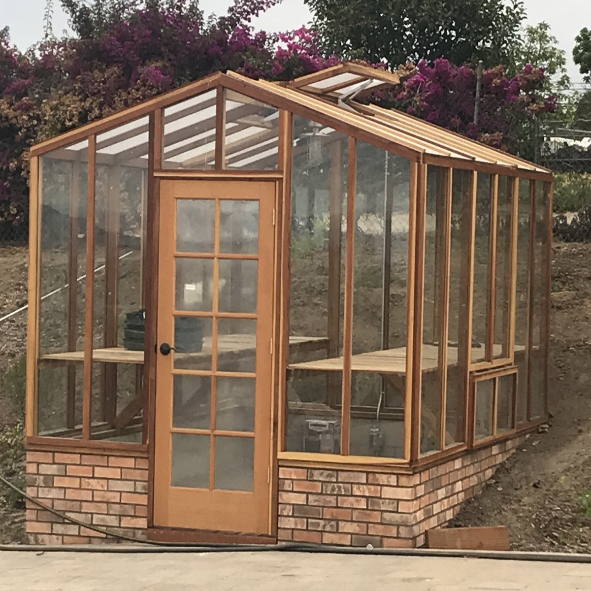 Santa Barbara | Deluxe Redwood Glass Greenhouse/Sunroom Premium Package With 3/16 inch Glass Glazing and Pre-assembled Panels - SB-DE-98