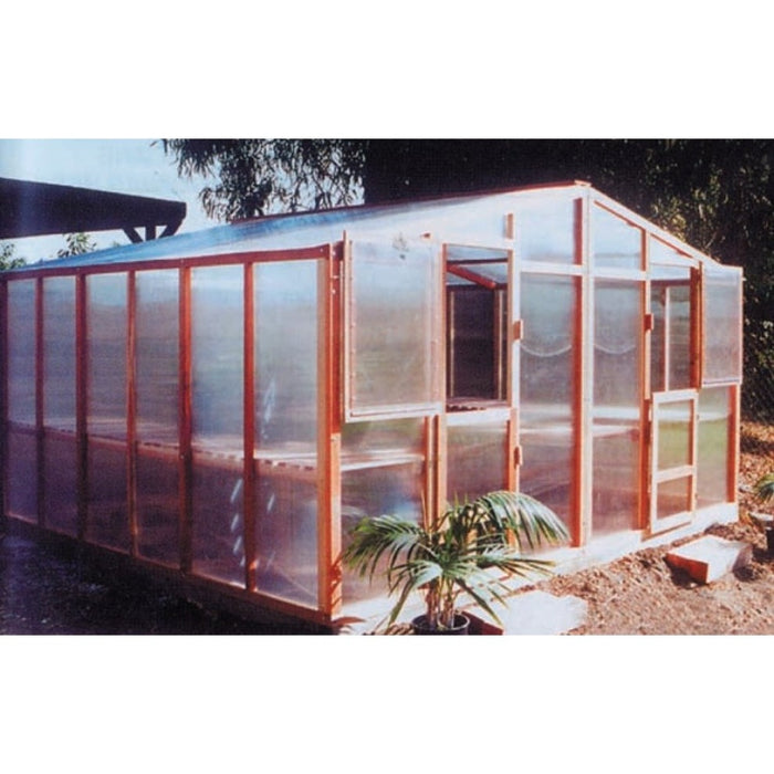 Santa Barbara | Deluxe Redwood Glass Greenhouse/Sunroom Premium Package With 3/16 inch Glass Glazing and Pre-assembled Panels - SB-DE-98