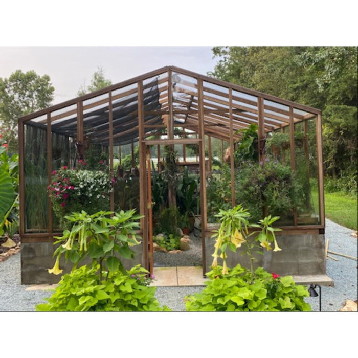 Santa Barbara | Deluxe Redwood Glass Greenhouse/Sunroom Premium Package With 3/16 inch Glass Glazing and Pre-assembled Panels - SB-DE-98