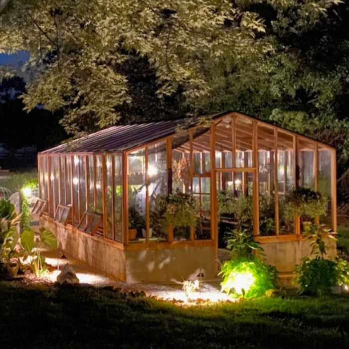 Santa Barbara | Deluxe Redwood Glass Greenhouse/Sunroom Premium Package With 3/16 inch Glass Glazing and Pre-assembled Panels - SB-DE-98