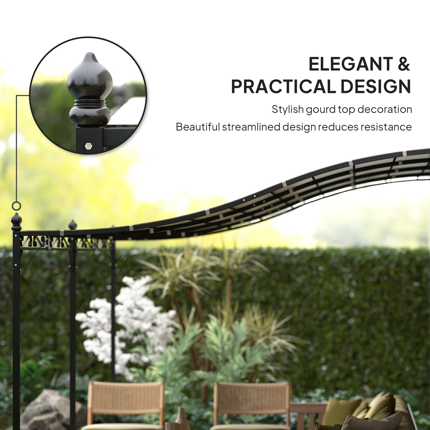 Outsunny 10' x 16' Wall-Mounted Metal Patio Canopy with Drainage Holes, Cream White - 84C-582V00CW