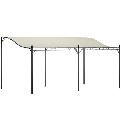 Outsunny 10' x 16' Wall-Mounted Metal Patio Canopy with Drainage Holes, Cream White - 84C-582V00CW