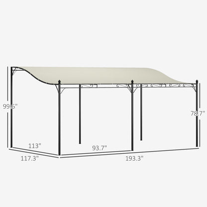 Outsunny 10' x 16' Wall-Mounted Metal Patio Canopy with Drainage Holes, Cream White - 84C-582V00CW