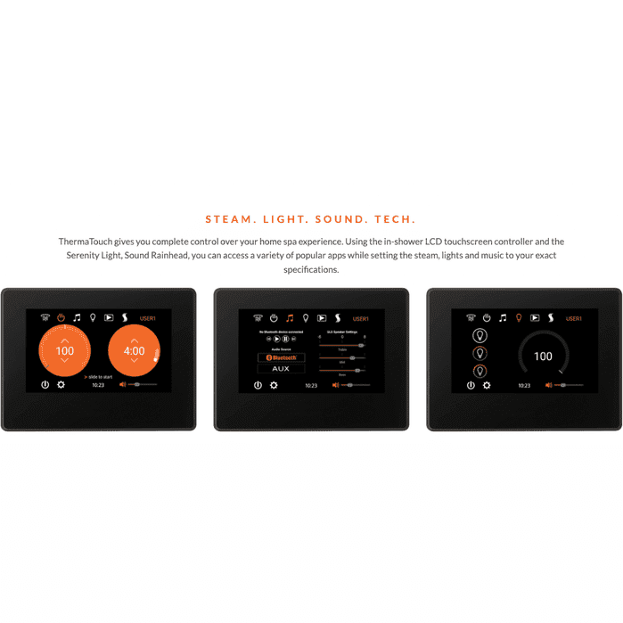 ThermaSol Waterproof 7" Smart Shower Controller The "ThermaTouch" Steam Shower Control Unit - TT7-BK