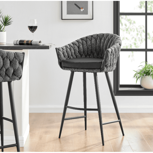 New Pacific Direct Fabian Fabric/ PU Bar Stool w/ Arms  - 1240017-5776