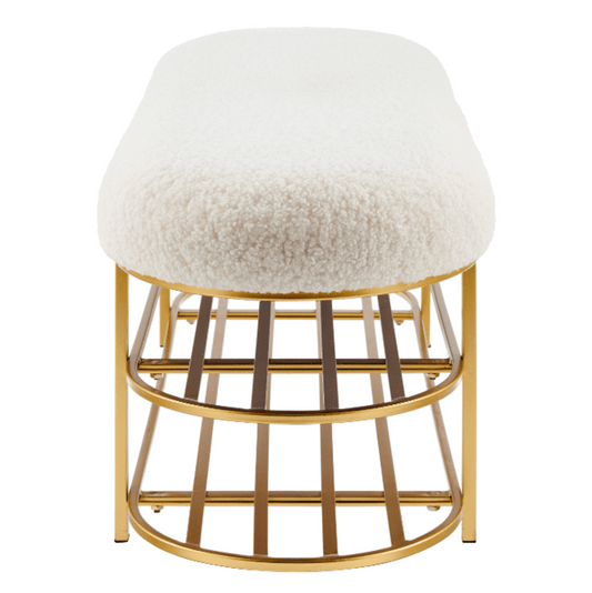 New Pacific Direct Frisly Shearling Fabric Bench w/ Shelf  - 1600083-560