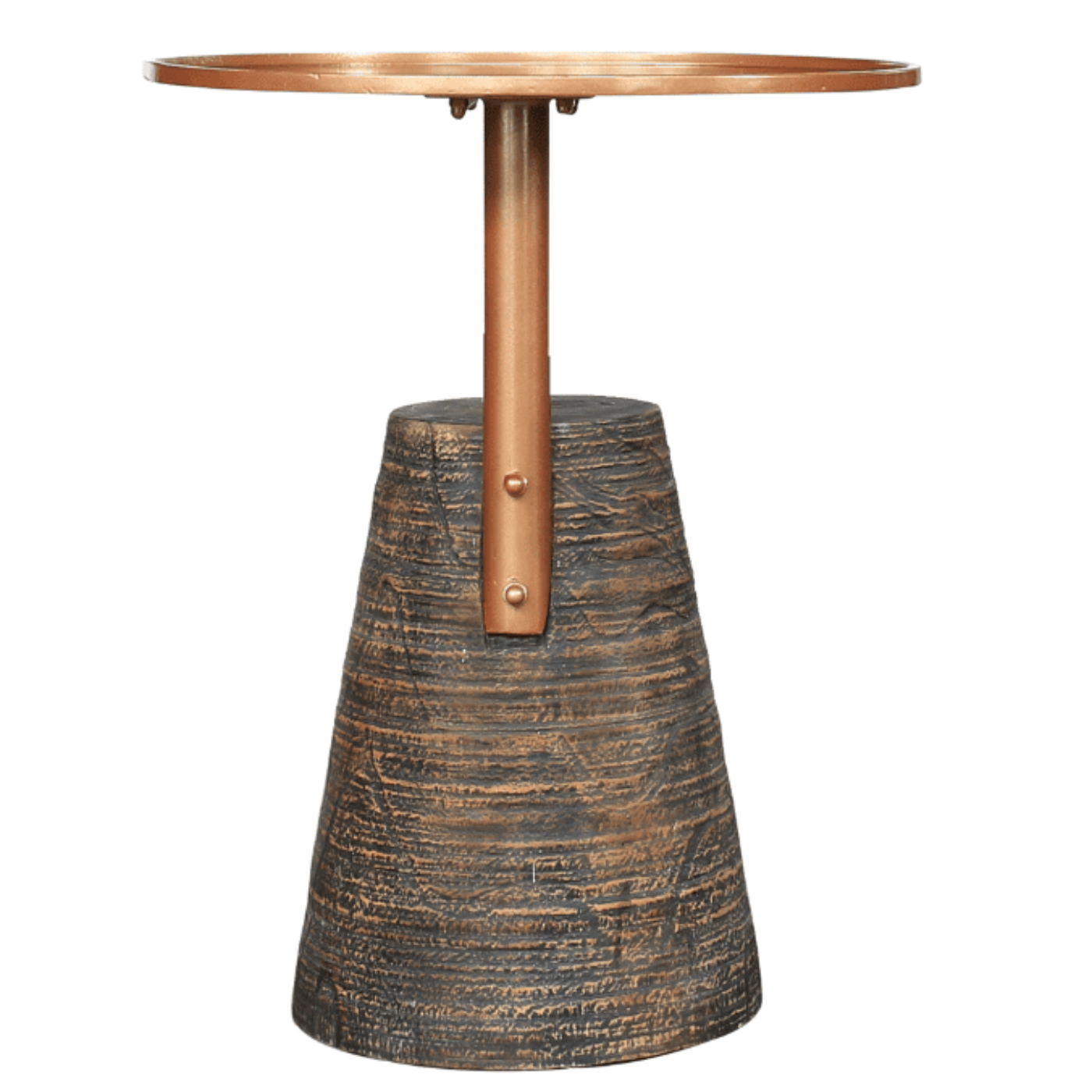 New Pacific Direct Millen Reclaimed Teak Wood Side/ End Table w/ Steel Tray Top 9600038 - 9600038