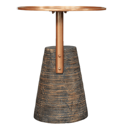 New Pacific Direct Millen Reclaimed Teak Wood Side/ End Table w/ Steel Tray Top 9600038 - 9600038