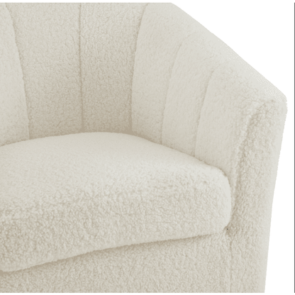 New Pacific Direct Natasha Faux Shearling Fabric w/ Gold Metal Swivel Accent Arm Chair  - 1900192-560