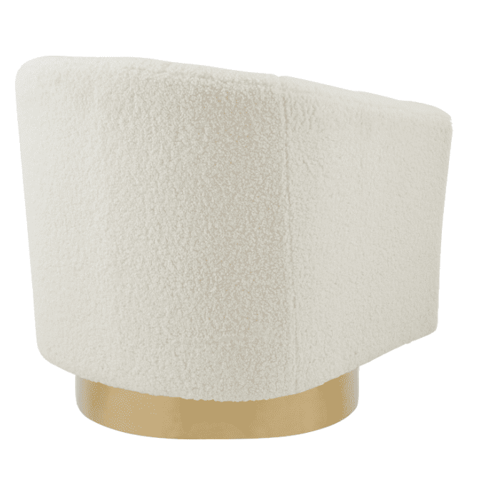 New Pacific Direct Natasha Faux Shearling Fabric w/ Gold Metal Swivel Accent Arm Chair  - 1900192-560