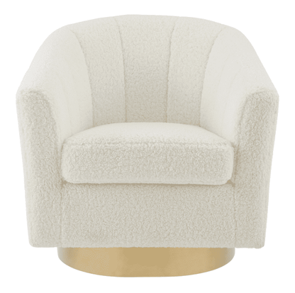 New Pacific Direct Natasha Faux Shearling Fabric w/ Gold Metal Swivel Accent Arm Chair  - 1900192-560