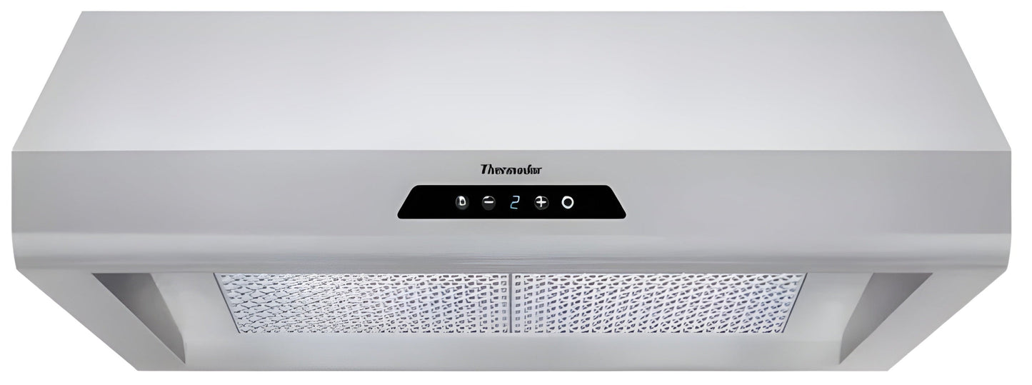 Thermador Masterpiece Series 30" Wall Mount Range Hood, 600 CFM, Halogen Lights, 4-Speed Touch Control, 7-Segment Display - HMWB30FS