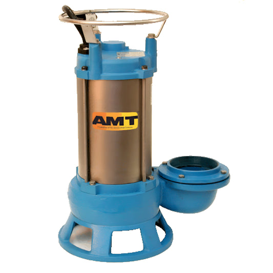 AMT 4" NPT Submersible Shredder Sewage Pump, 280 GPM, 5HP 3 Phase 230 VAC 60 Hz Motor, S/C Seal, Cast Iron /SS - 5767-95