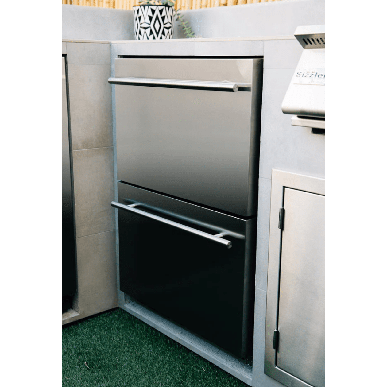 TrueFlame 24" Deluxe Outdoor Rated Drawer Fridge - TF-RFR-24DR2-A