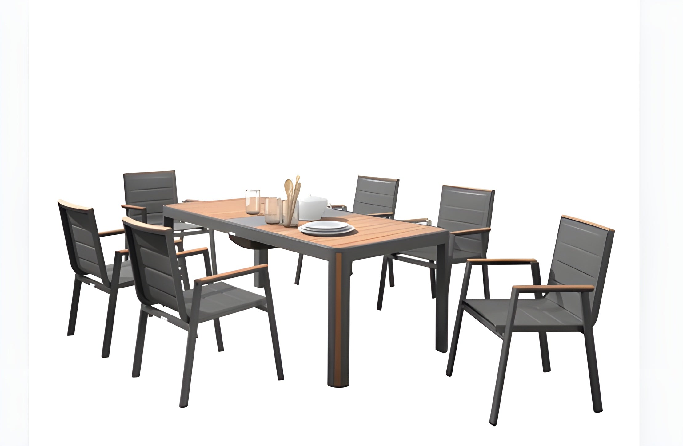 Higold Geneva Rectangular Umbrella Dining Set - Nero - HGA-203110