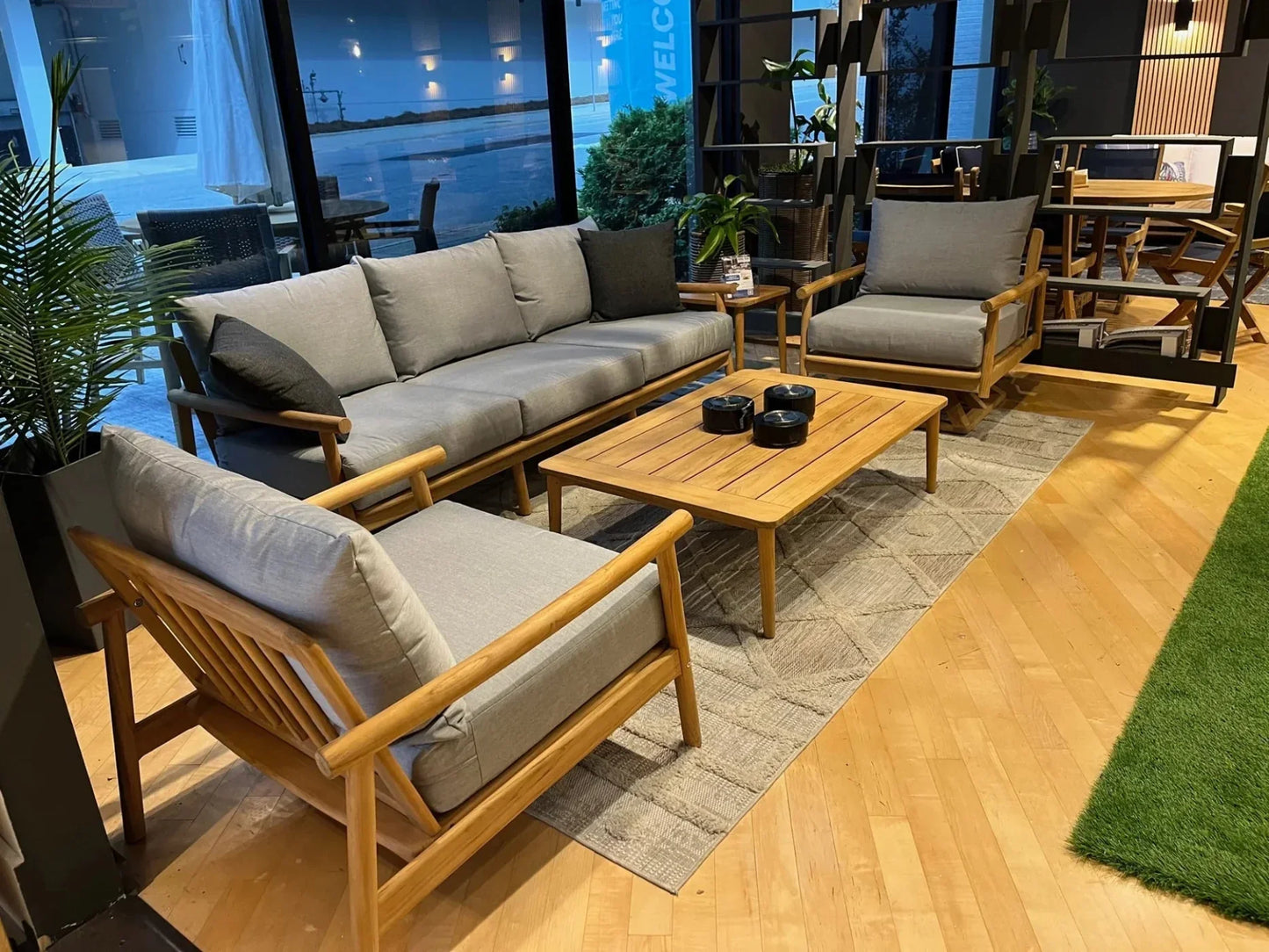 Royal Teak Collection Seville Sofa / 3-Seater Sofa with Granite Cushions - SEV3S-G