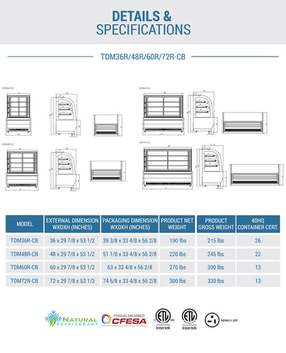 Chef AAA - 48" Curved Glass Bakery Case - TDB48R-CB