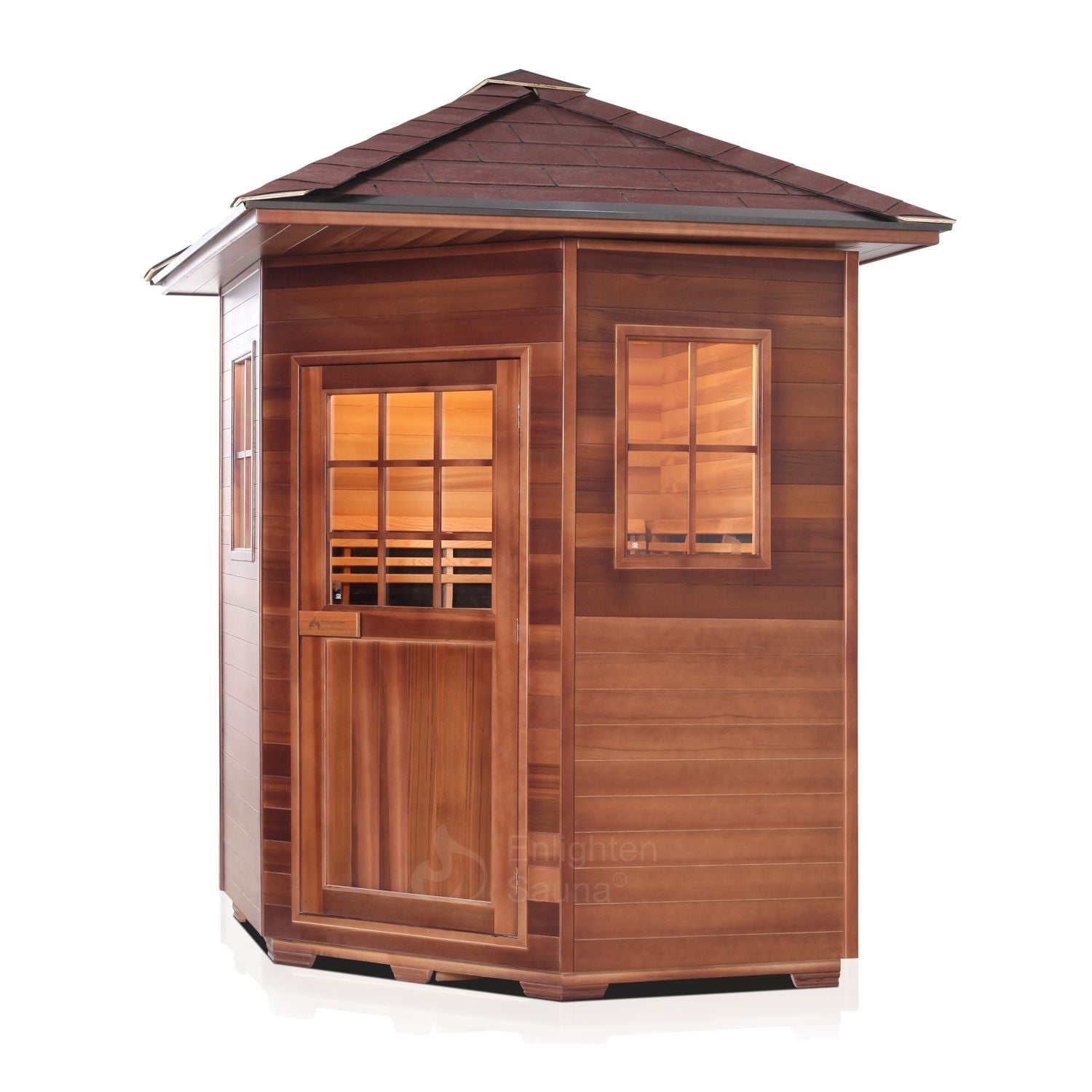 Enlighten Sauna Infranature Sierra - 4-Person Corner Outdoor Infrared Sauna - 16379