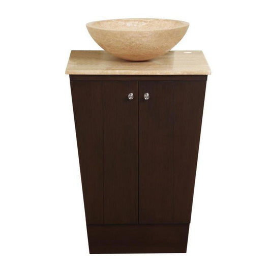 Silkroad Exclusive 22" Single Sink Dark Walnut Bathroom Vanity With Travertine Flat Edge Countertop - HYP-0155-T-22