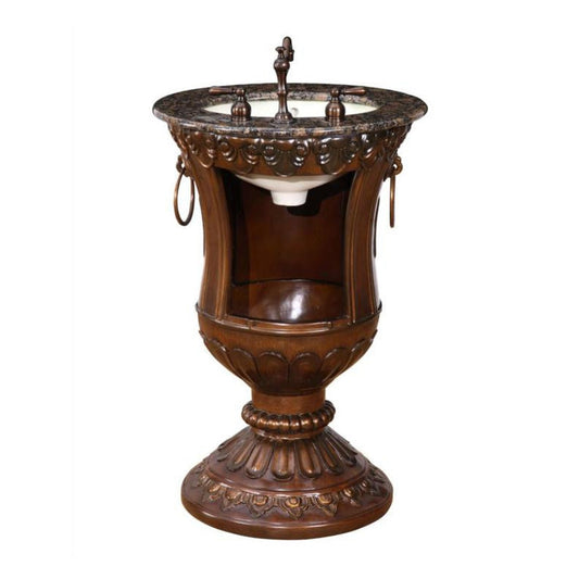 Silkroad Exclusive 23" Single Sink Walnut Bathroom Vanity With Baltic Brown Granite Countertop and Ivory Ceramic Undermount Sink - HYP-0141-BB-UIC-23