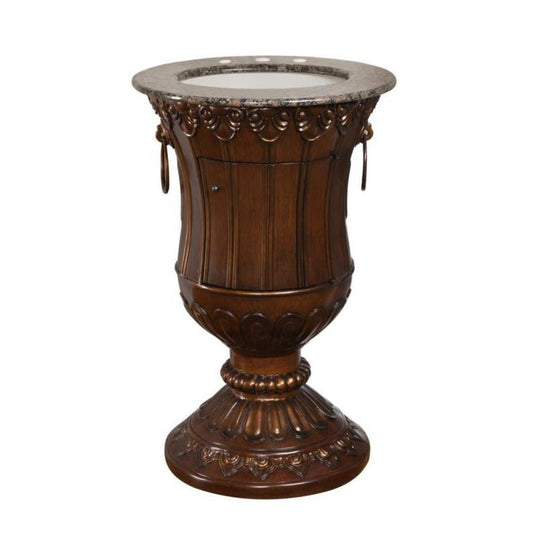 Silkroad Exclusive 23" Single Sink Walnut Bathroom Vanity With Baltic Brown Granite Countertop and Ivory Ceramic Undermount Sink - HYP-0141-BB-UIC-23