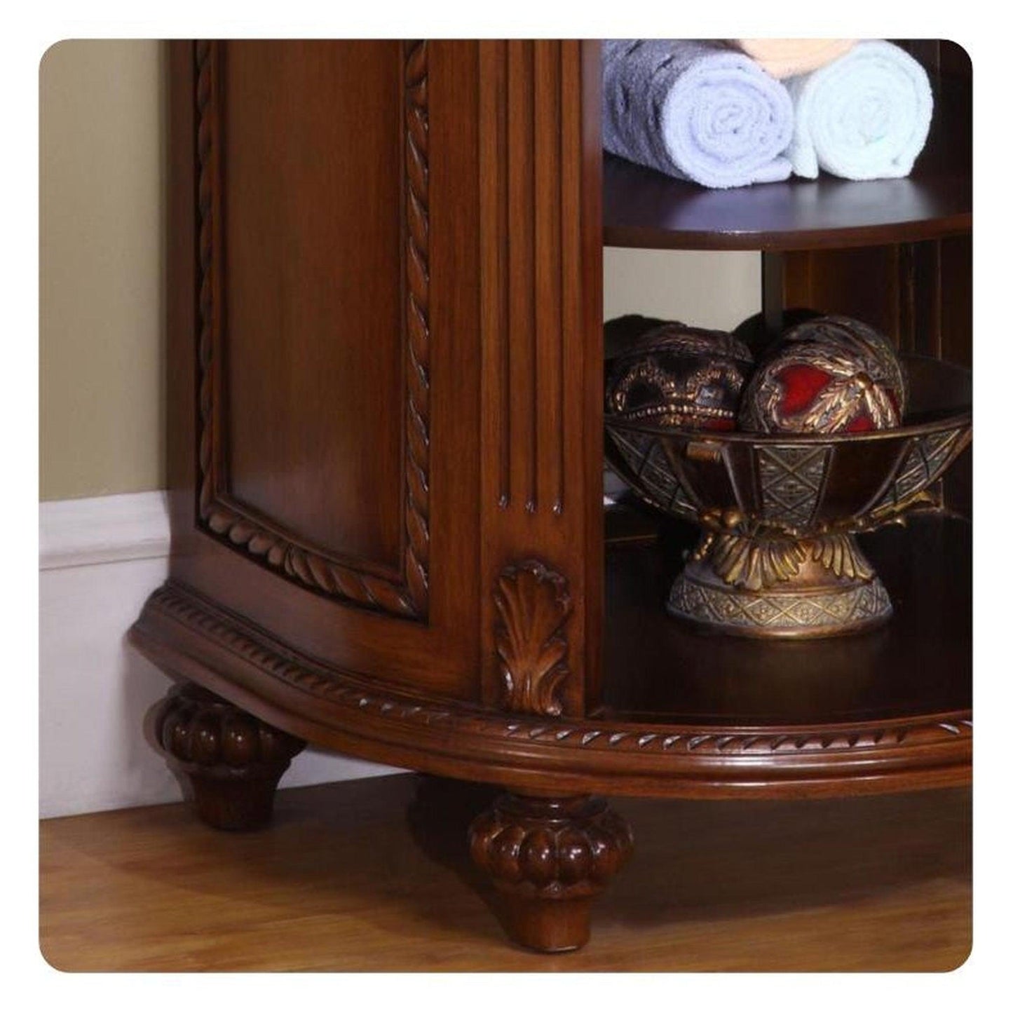 Silkroad Exclusive 24" Single Sink English Chestnut Bathroom Vanity With Baltic Brown Granite Countertop and Ivory Ceramic Undermount Sink - HYP-0135-BB-UIC-24