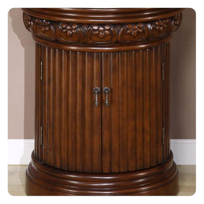 Silkroad Exclusive 24" Single Sink English Chestnut Bathroom Vanity With Travertine Ogee Edge Countertop - HYP-0160-T-24