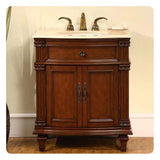 Silkroad Exclusive 31" Single Sink Cherry Bathroom Vanity With Crema Marfil Marble Countertop and Ivory Ceramic Undermount Sink - HYP-0205-CM-UIC-30.5