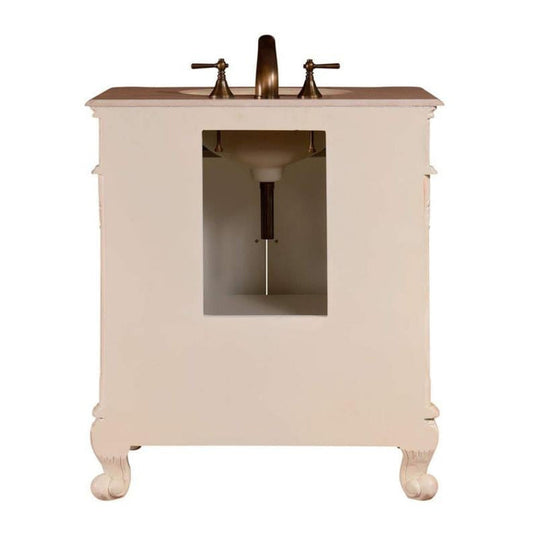 Silkroad Exclusive 32" Single Sink Antique White Bathroom Vanity - ZY-0250-CM-UWC-32