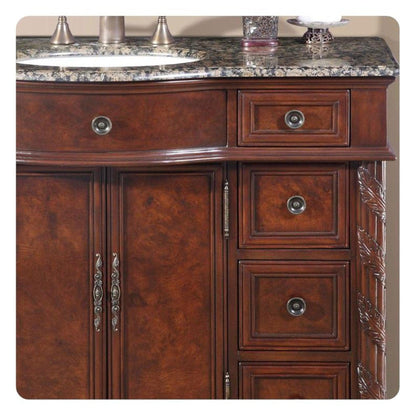 Silkroad 36" Left Sink Vanity, Baltic Brown Top, English Chestnut – HYP-0213-BB-UWC-36-L