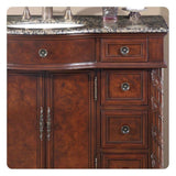 Silkroad Exclusive 36" Left Side Single Sink English Chestnut Bathroom Vanity With Baltic Brown Granite Countertop and White Ceramic Undermount Sink - HYP-0213-BB-UWC-36-L