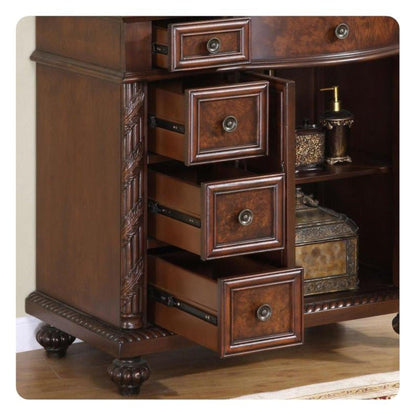 Silkroad Exclusive 36" Left Side Single Sink English Chestnut Bathroom Vanity - HYP-0213-CM-UIC-36-L