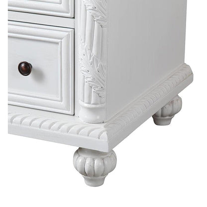 Silkroad Exclusive 36" Single Left Sink Antique White Bathroom Vanity With Carrara White Marble Countertop and White Ceramic Undermount Sink - V0213WW36L