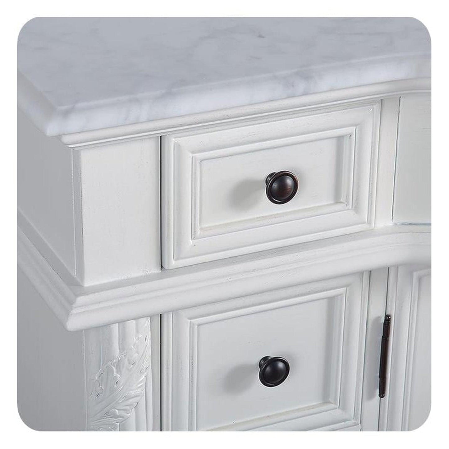 Silkroad 36" Single Sink Vanity, Antique White - V0213WW36R