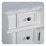 Silkroad Exclusive 36" Single Right Sink Antique White Bathroom Vanity With Carrara White Marble Countertop and White Ceramic Undermount Sink - V0213WW36R