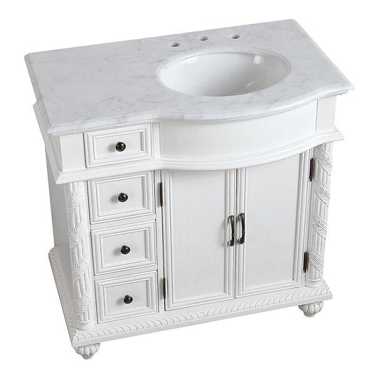 Silkroad 36" Single Sink Vanity, Antique White - V0213WW36R